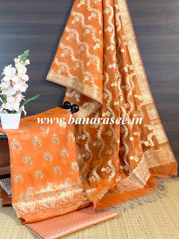 Orange Floral Printed Pure Cotton Salwar Suit