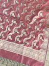 Banarasee Handwoven Salwar Kameez Cotton Silk Resham & Zari Buta Woven Fabric-Peach