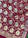Banarasee Salwar Kameez Cotton Silk Resham & Zari Buti Woven Fabric-Red (Pink Tone)