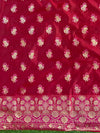 Banarasee Salwar Kameez Cotton Silk Resham & Zari Buti Woven Fabric-Red (Pink Tone)