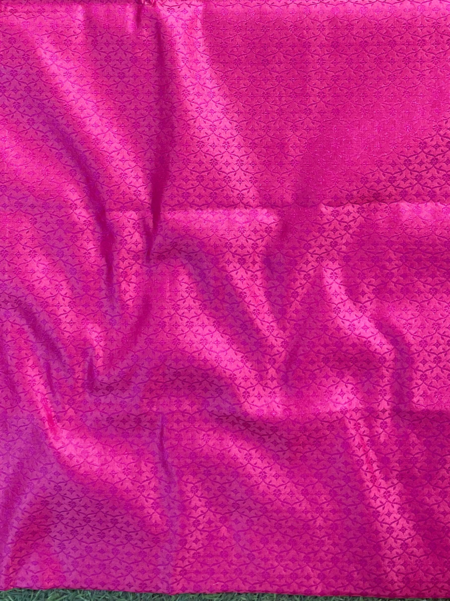 Banarasee Salwar Kameez Cotton Silk Resham & Zari Buti Woven Fabric-Pink