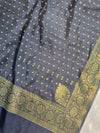 Banarasee Handwoven Semi-Silk Salwar Kameez Fabric With Zari Weaving Design-Carrot Red & Grey