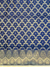 Banarasee Handwoven Semi-Silk Salwar Kameez Fabric With Zari Weaving Design-Red & Blue