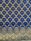 Banarasee Handwoven Semi-Silk Salwar Kameez Fabric With Zari Weaving Design-Red & Blue