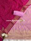 Banarasee Handwoven Semi-Silk Salwar Kameez Fabric With Zari Weaving Design-Pink & Magenta