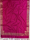Banarasee Handwoven Semi-Silk Salwar Kameez Fabric With Zari Weaving Design-Pink & Magenta