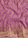 Banarasee Handwoven Semi-Silk Salwar Kameez Fabric With Zari Weaving Design-Pink & Magenta