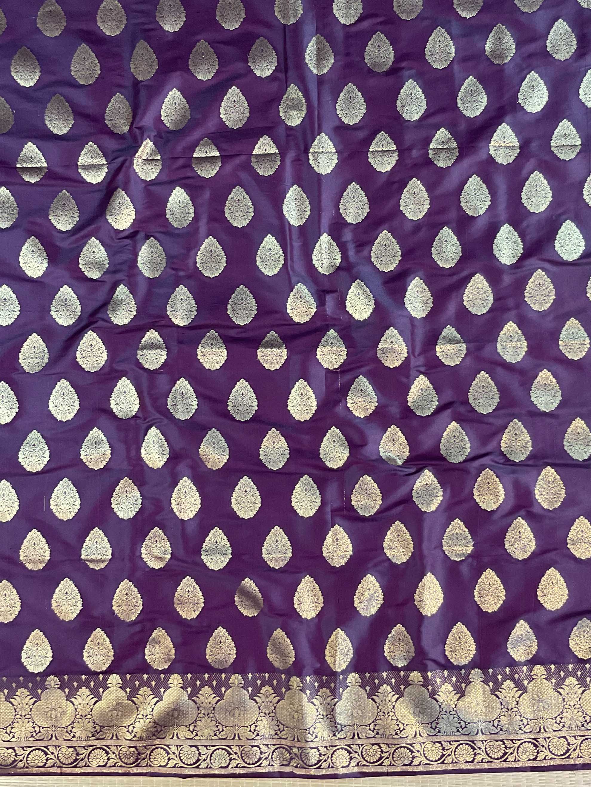 Banarasee Salwar Kameez Glossy Silk Zari Woven Fabric-Wine