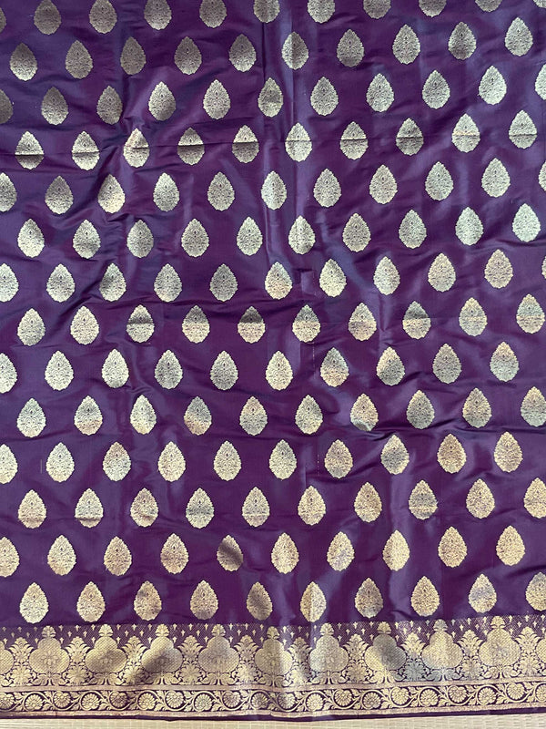 Banarasee Salwar Kameez Glossy Silk Zari Woven Fabric-Wine