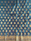 Banarasee Salwar Kameez Glossy Silk Zari Woven Fabric-Blue