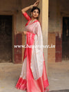 Banarasee Handwoven  Soft Semi Silk Saree With Contrast Border Design-White & Red