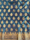 Banarasee Salwar Kameez Glossy Silk Zari Woven Fabric-Blue