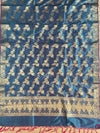 Banarasee Salwar Kameez Glossy Silk Zari Woven Fabric-Blue