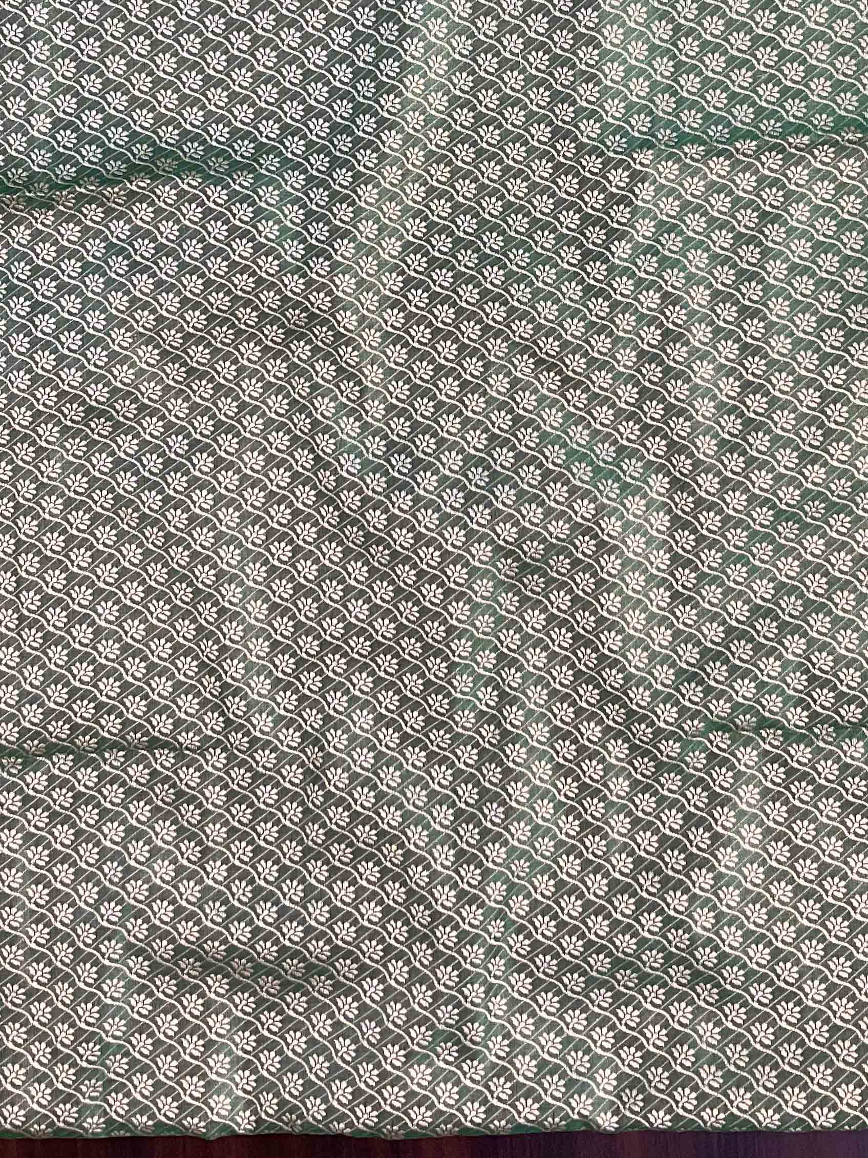 Banarasee Salwar Kameez Cotton Silk Resham & Zari Buti Woven Fabric-Green