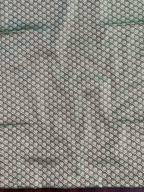 Banarasee Salwar Kameez Cotton Silk Resham & Zari Buti Woven Fabric-Green