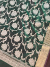 Banarasee Salwar Kameez Cotton Silk Resham & Zari Buti Woven Fabric-Green