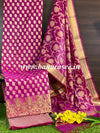 Banarasee Salwar Kameez Cotton Silk Resham & Zari Buti Woven Fabric-Pink
