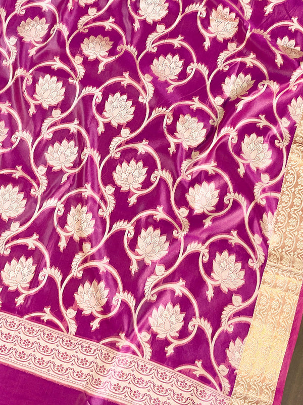 Banarasee Salwar Kameez Cotton Silk Resham & Zari Buti Woven Fabric-Pink