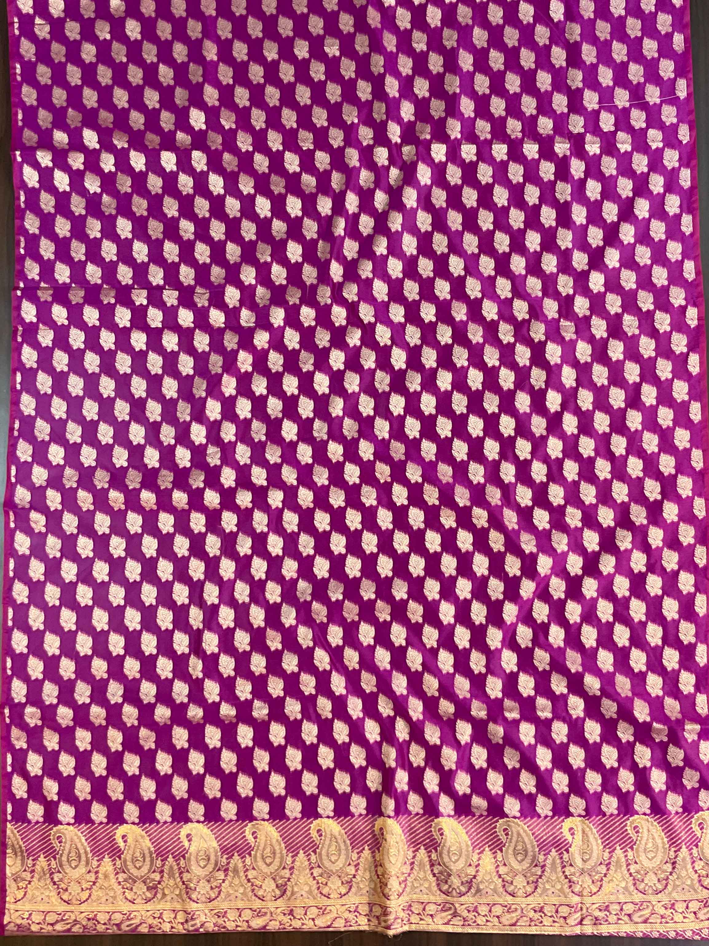 Banarasee Salwar Kameez Cotton Silk Resham & Zari Buti Woven Fabric-Pink