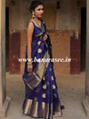 Banarasee Cotton Silk  Saree With Antique Zari Buta & Border-Deep Blue