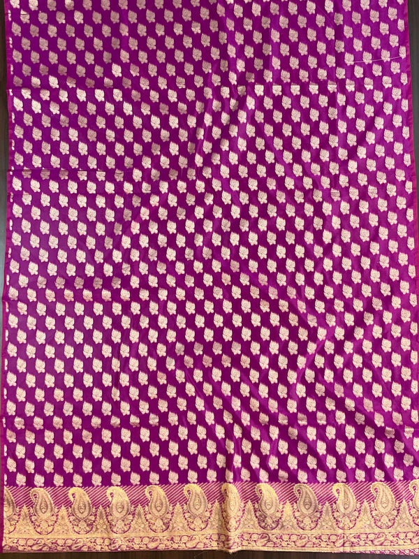 Banarasee Salwar Kameez Cotton Silk Resham & Zari Buti Woven Fabric-Pink