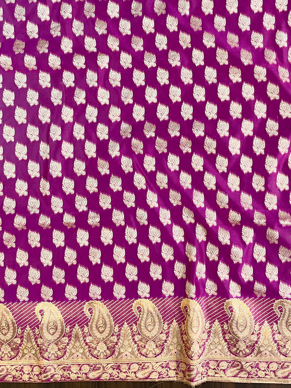 Banarasee Salwar Kameez Cotton Silk Resham & Zari Buti Woven Fabric-Pink