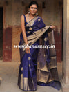 Banarasee Cotton Silk  Saree With Antique Zari Buta & Border-Deep Blue