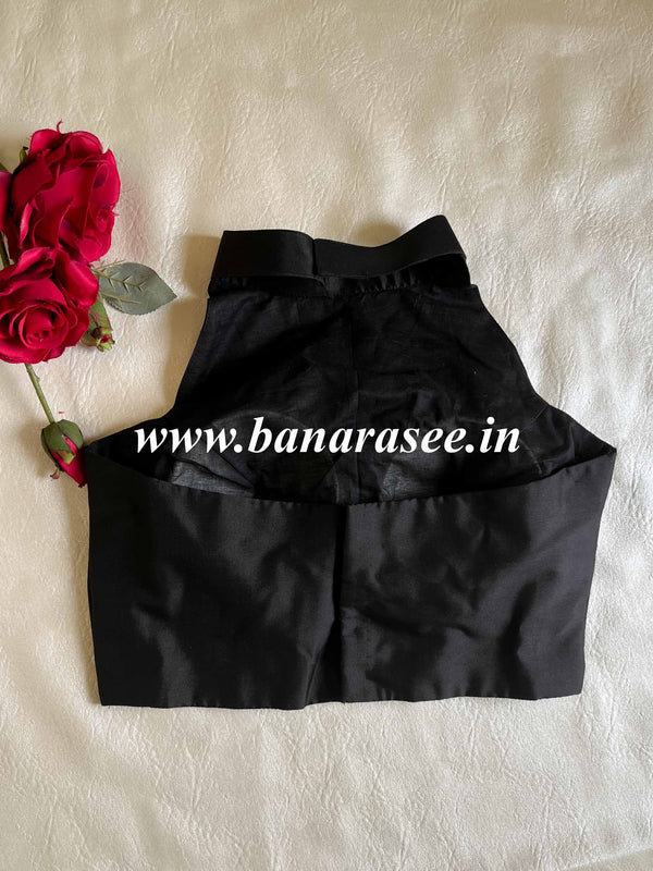 Banarasee Semi Silk Blouse-Black