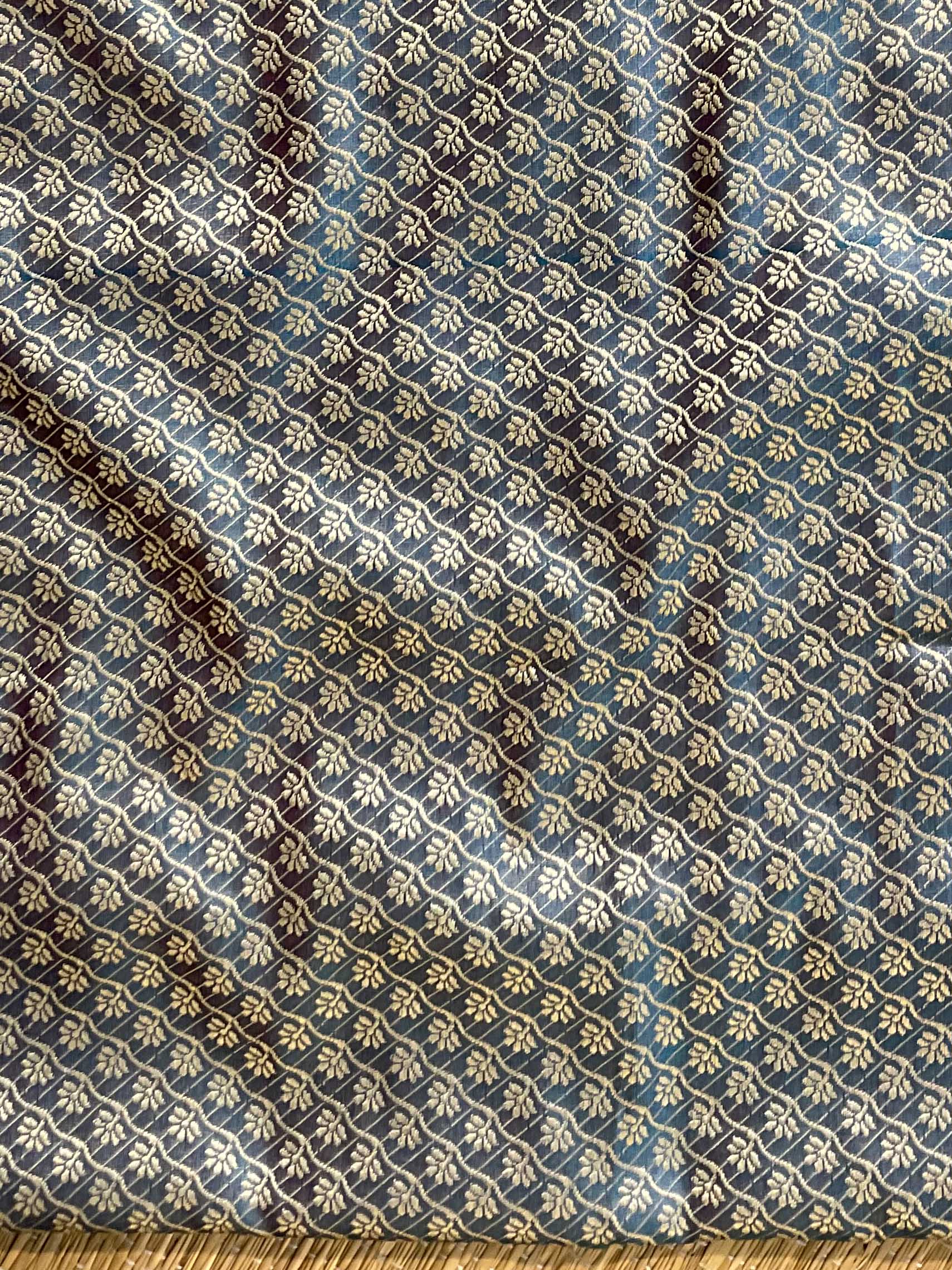Banarasee Salwar Kameez Cotton Silk Resham & Zari Buti Woven Fabric-Blue