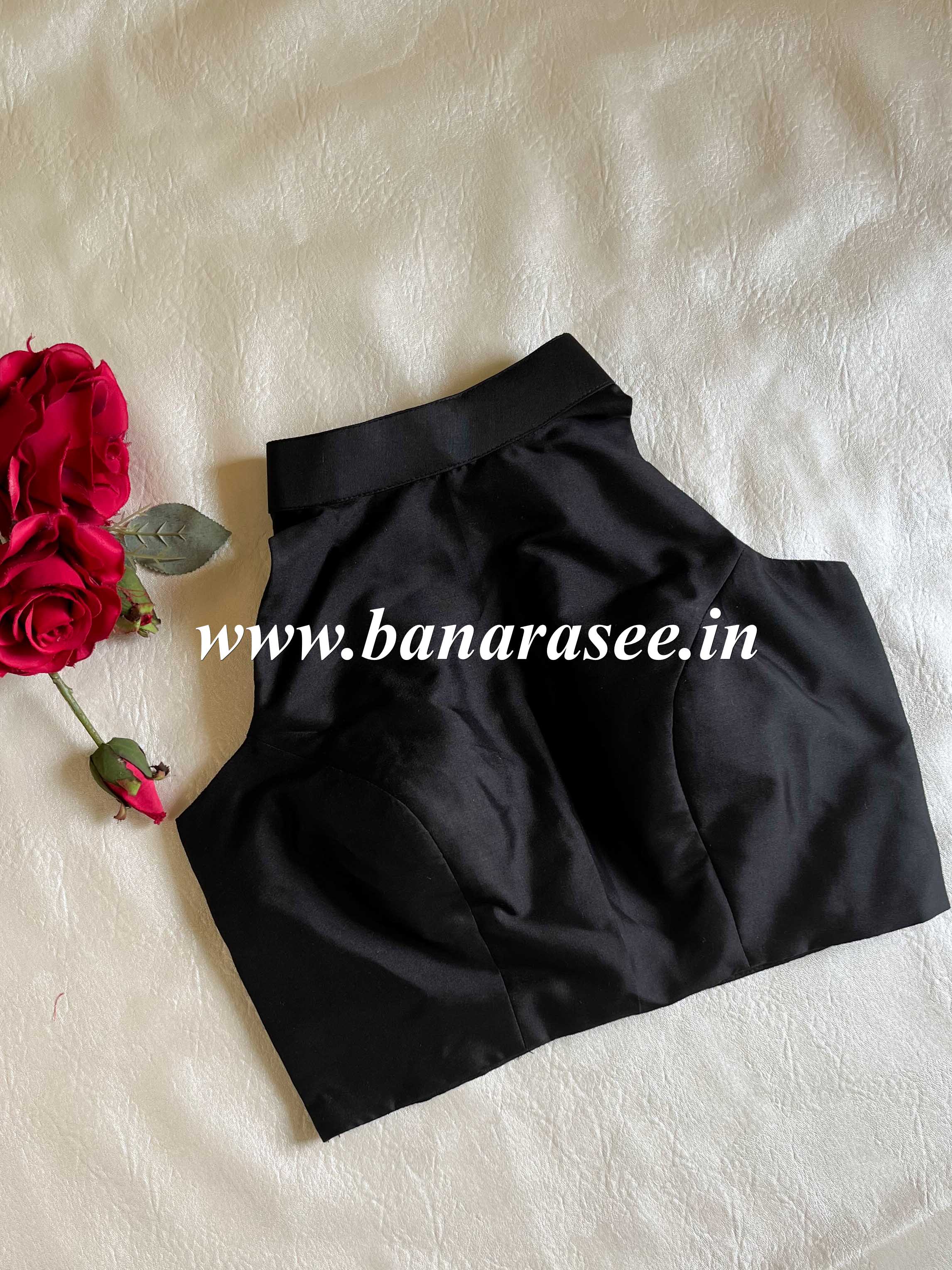 Banarasee Semi Silk Blouse-Black