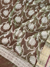 Banarasee Salwar Kameez Cotton Silk Resham & Zari Buti Woven Fabric-Olive Green