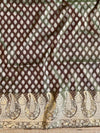 Banarasee Salwar Kameez Cotton Silk Resham & Zari Buti Woven Fabric-Olive Green