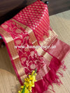 Banarasee Salwar Kameez Cotton Silk Resham & Zari Buti Woven Fabric-Red (Pink Tone)