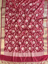Banarasee Salwar Kameez Cotton Silk Resham & Zari Buti Woven Fabric-Red (Pink Tone)