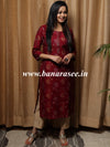 Banarasee Muslin Silk Printed Kurta-Maroon