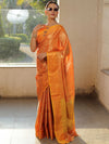 Banarasee Handwoven Semi Silk Saree With Zari Jaal Design-Yellow