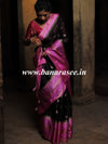 Banarasee Handwoven Soft Semi Silk Saree With Contrast Border Design-Black & Pink