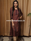 Banarasee Muslin Silk Printed Kurta-Maroon