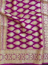 Banarasee Handwoven Semi Silk Bandhej Saree With Broad Zari Floral Border-Pink & Magenta