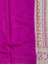 Banarasee Handwoven Semi Silk Bandhej Saree With Broad Zari Floral Border-Pink & Magenta