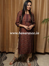 Banarasee Muslin Silk Printed Kurta-Maroon