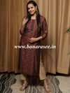 Banarasee Muslin Silk Printed Kurta-Maroon