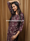 Banarasee Muslin Silk  Printed Kurta-Wine