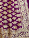 Banarasee Handwoven Semi Silk Bandhej Saree With Broad Zari Floral Border-Orange & Purple
