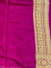 Banarasee Handwoven Semi Silk Bandhej Saree With Broad Zari Floral Border-Orange & Purple