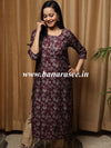 Banarasee Muslin Silk  Printed Kurta-Wine