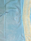 Banarasee Handwoven Semi Silk Bandhej Saree With Broad Zari Floral Border-Pink & Blue