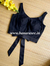 Pure Cotton Sleeveless Blouse With Bow-Black