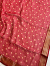 Banarasee Chiffon Blend Saree Chunri Print Zari Border & Silk Blouse-Red