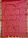 Banarasee Chiffon Blend Saree Chunri Print Zari Border & Silk Blouse-Red